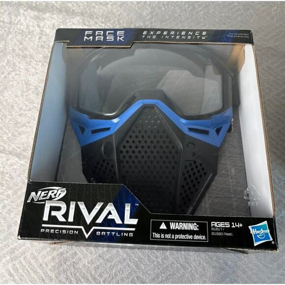 Nerf Rival Blue Team Protective Adjustable Face Mask Blue and Black 2014 Hasbro - Picture 1 of 3
